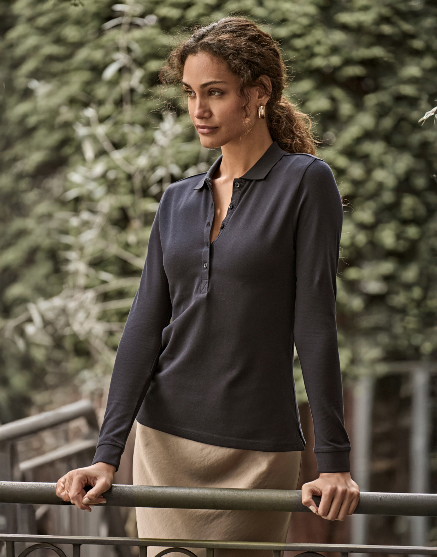 Tee Jays Luxury Stretch Long Sleeve Polo naisten pikeepaita